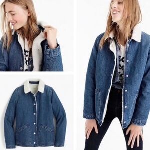 Jcrew Sherpa Fleece Denim Jacket